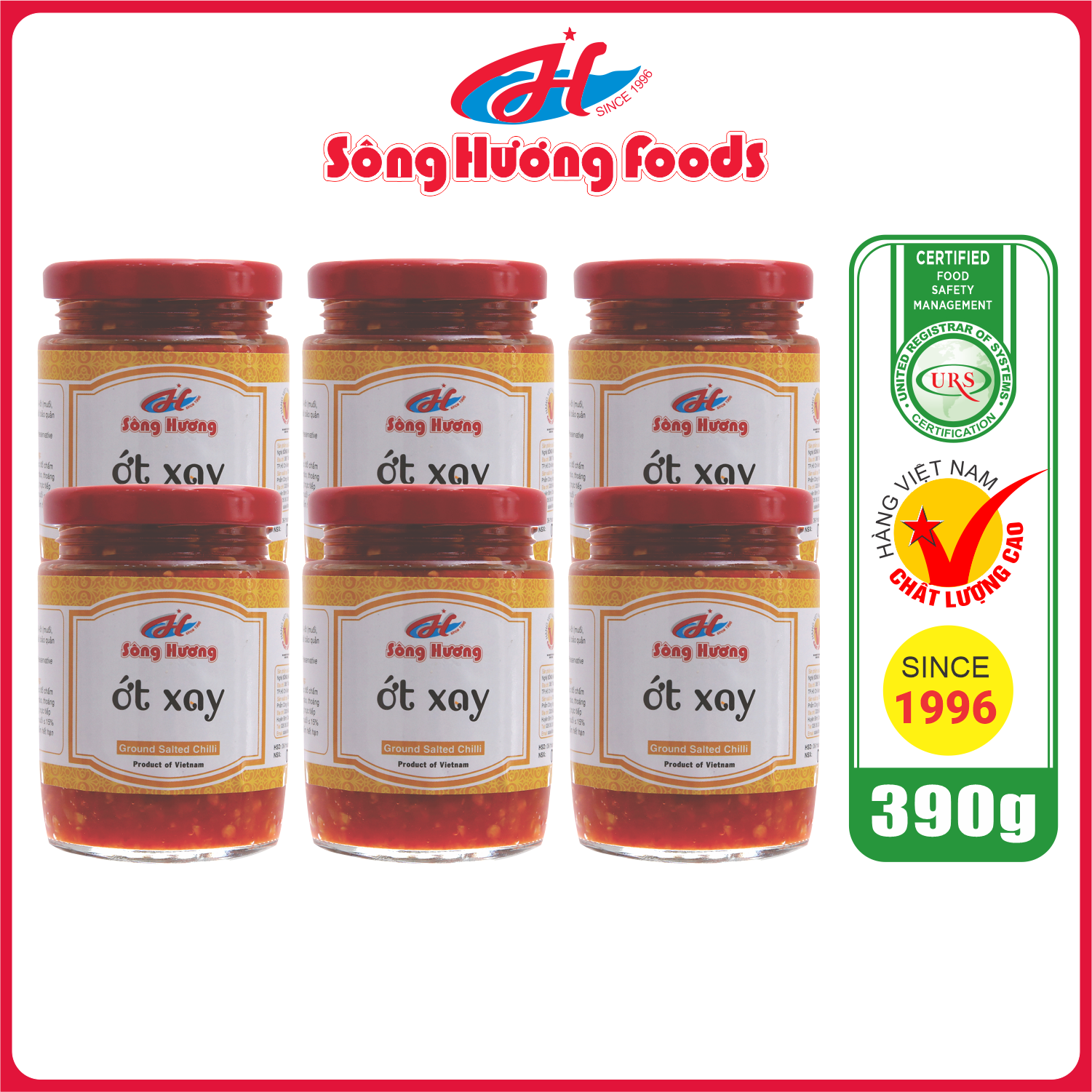 6 Hũ Ớt Tươi Xay Sông Hương Foods Hũ 390g - Ăn kèm , bún , phở , mì tôm