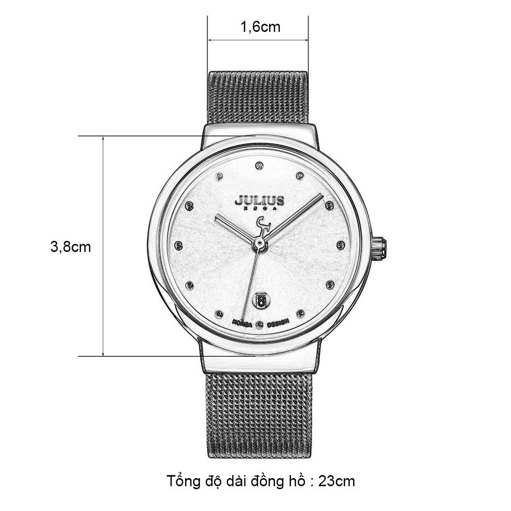 ĐỒNG HỒ CẶP JA-426B JULIUS HÀN QUỐC DÂY THÉP (BẠC MẶT ĐEN)