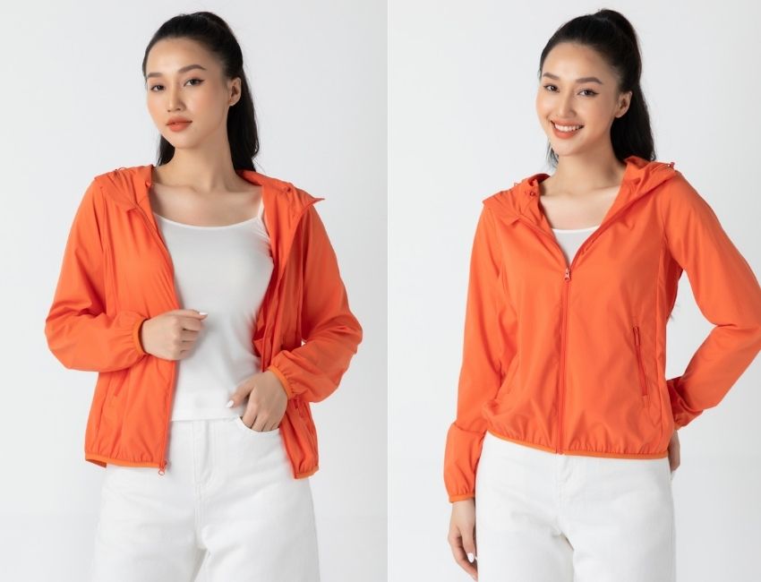 Áo khoác gió 2 lớp chống thấm nước, túi khóa