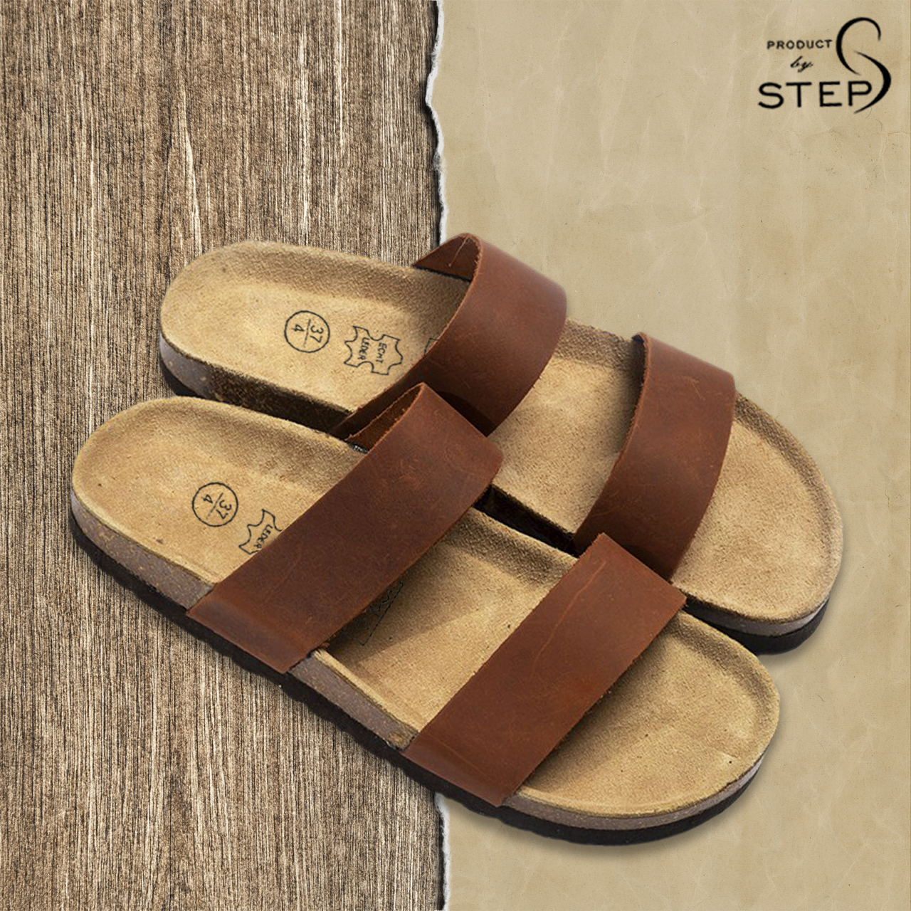 Dép đế trấu Da thật Quai đôi (Size 35-45)