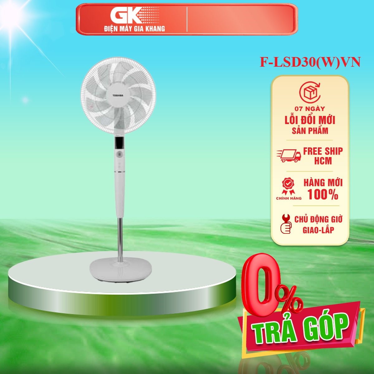 Quạt đứng toshiba f-lsd30vn - công nghệ dc inverter tiết kiệm đến 70% điện năng - giao toàn quốc - freeship hcm