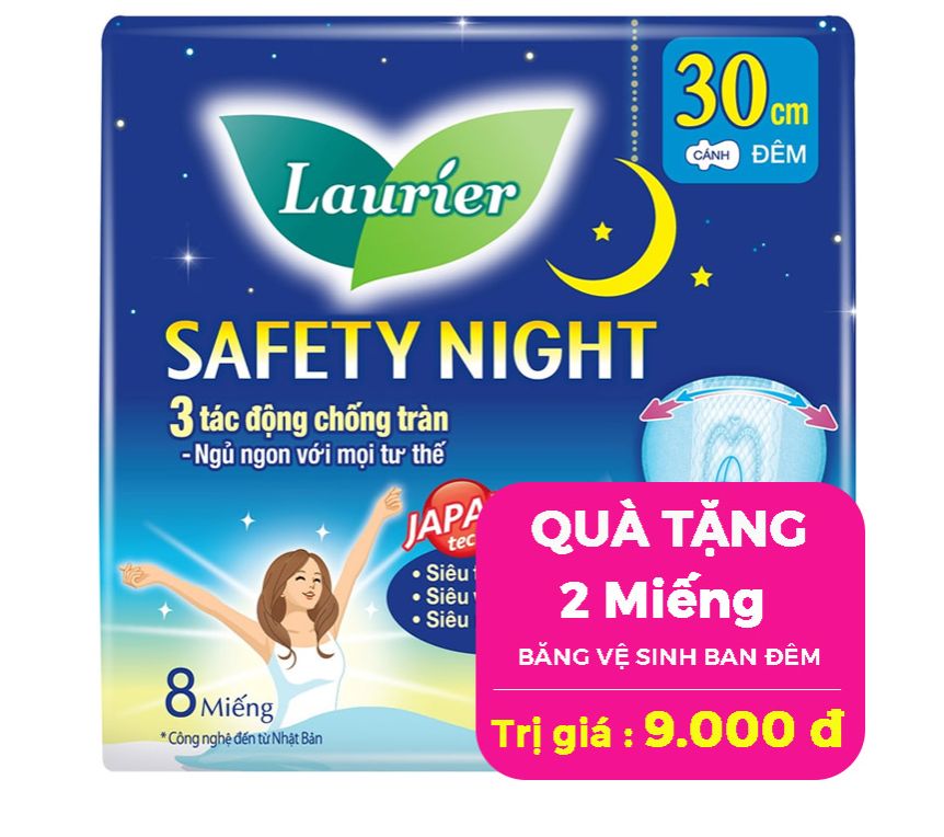 Băng vệ sinh laurier ban đêm 30cm 8 miếng