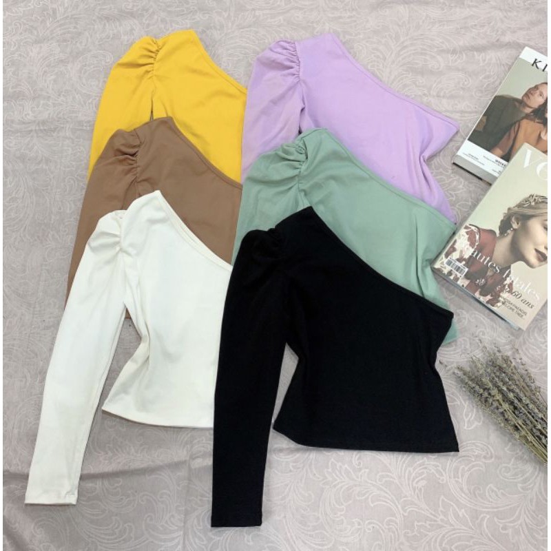 Áo Croptop Lệch Vai Tay Bồng
