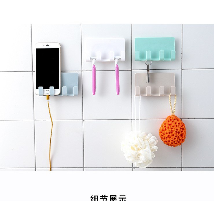 [HCM]MÓC TREO ĐỒ DÁN TƯỜNG 4 MÓC ĐA NĂNG