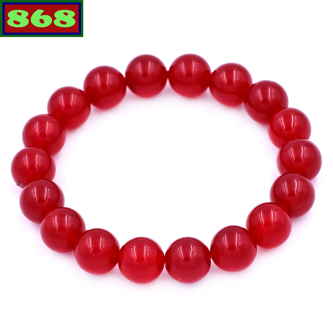 Round chain bracelet stone quartz red, from 8 Cup to 14 cups, 108 beads, stainless steel charm, bracelet bead chain