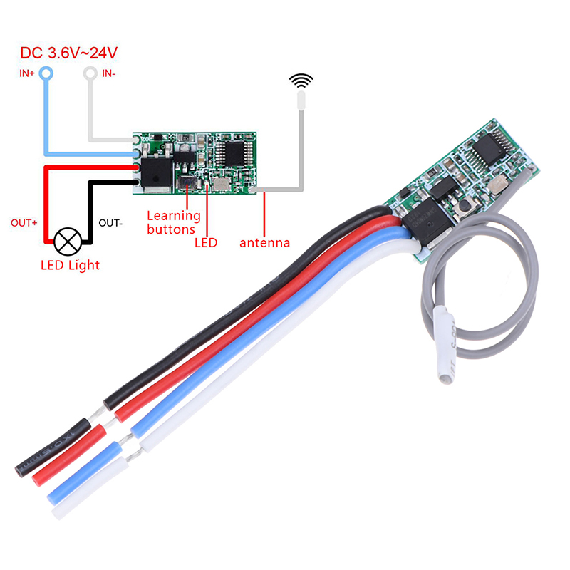 Qiudo 433Mhz 1CH RF relay receiver wireless remote control light switch micro module