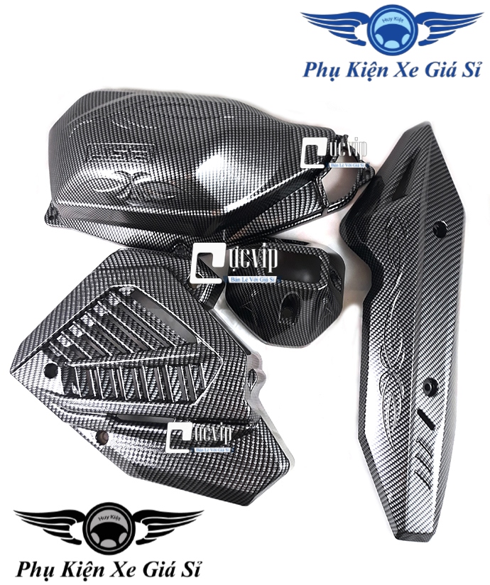 [HCM][Giá Siêu Rẻ] Combo 4 Món Carbon Bảo Vệ Vario/Click 2018 - 2019 (01 Che Pô 01 Che Pô E 01 Che Quạt Gió 01 Chụp Đích Pô) MS1367