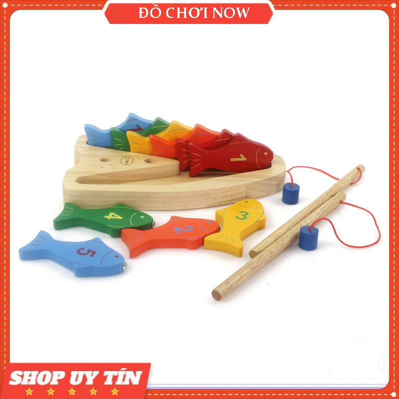 Đồ chơi câu cá cho bé, Bộ câu 10 cá số - Đồ chơi gỗ Winwintoys