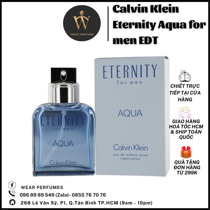 Nước hoa nam Calvin Klein Eternity Aqua EDT - Tươi mát, Nam tính, Trẻ trung - Fullsize và Chiết