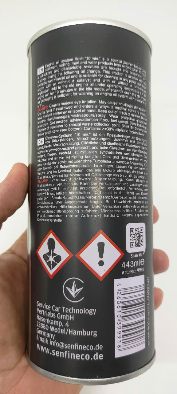 DUNG DỊCH SÚC RỬA ĐỘNG CƠ Senfineco 9991, 443ml (Motor Flush Engine Oil System Flush 9991, 443ml)