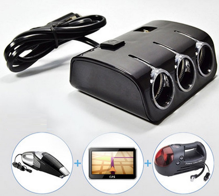 Tẩu sạc ô tô 3 cổng tẩu và 2 cổng USB