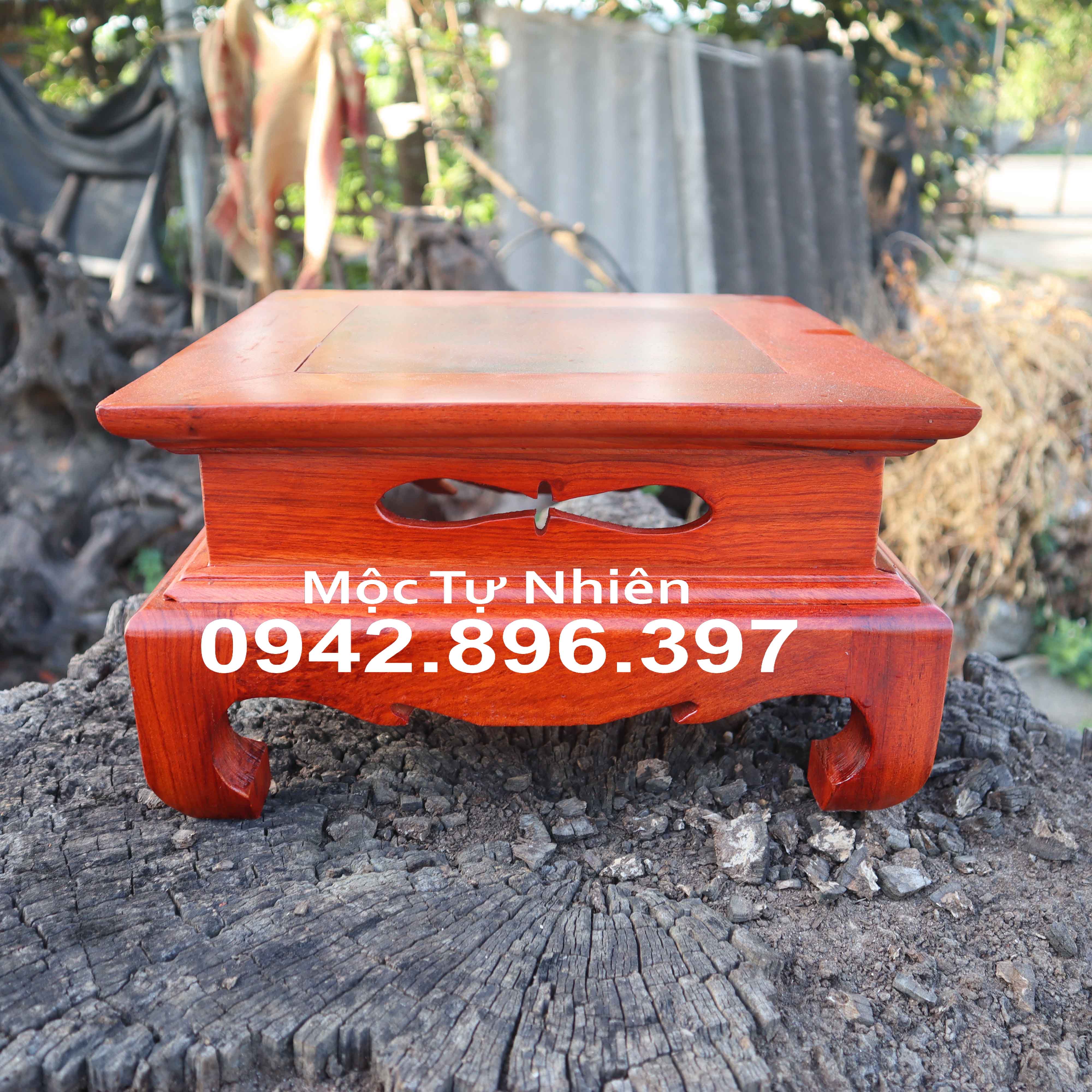 Đế chân loa kỷ trơn gỗ hương cao 16cm