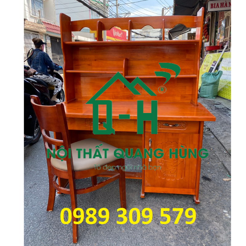 Bàn học sinh gỗ thông có kệ sách cao cấp hcm