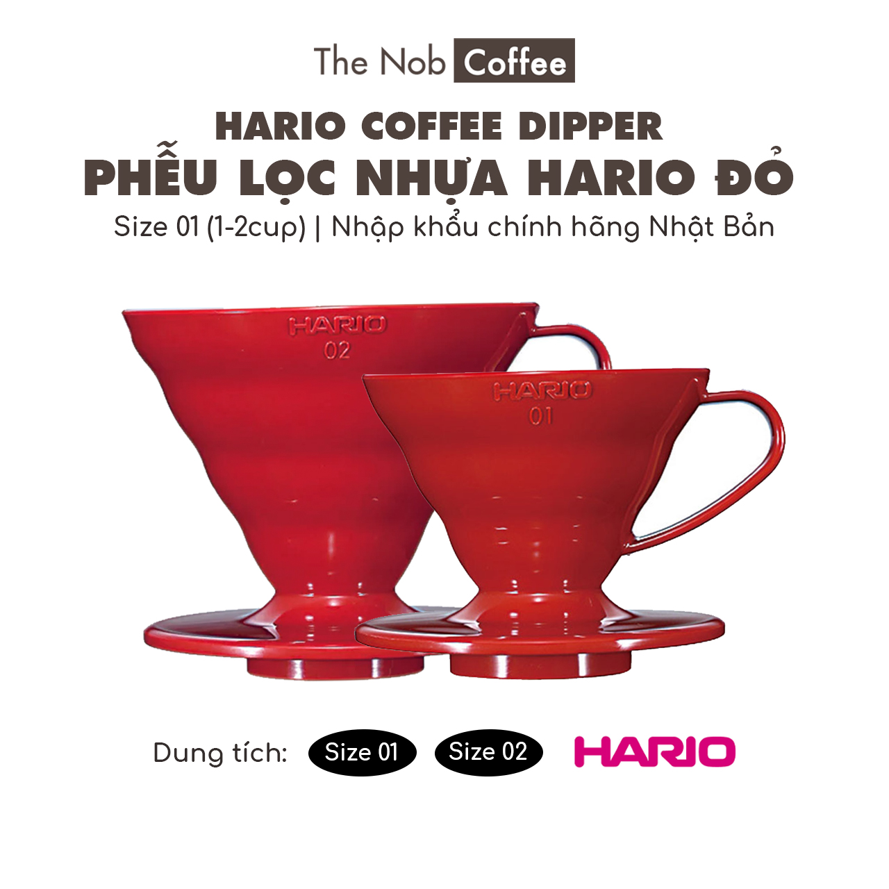 Phễu lọc cà phê hario v60 sứ đỏ | 1-2 cups và 3-4 cups