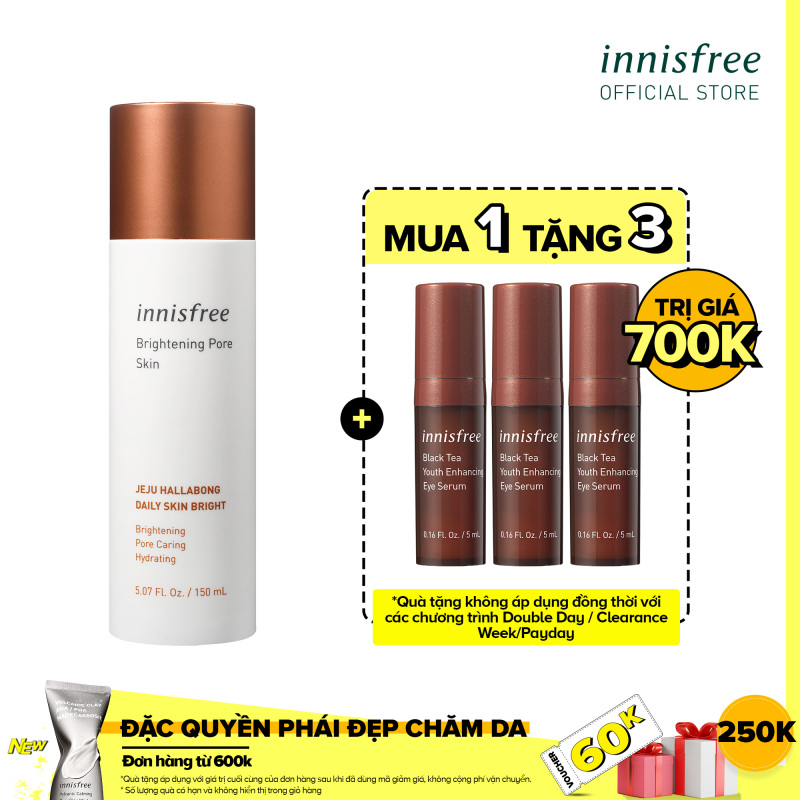 Nước cân bằng dưỡng sáng da 3 trong 1 innisfree Brightening Pore Skin 150ml giá rẻ