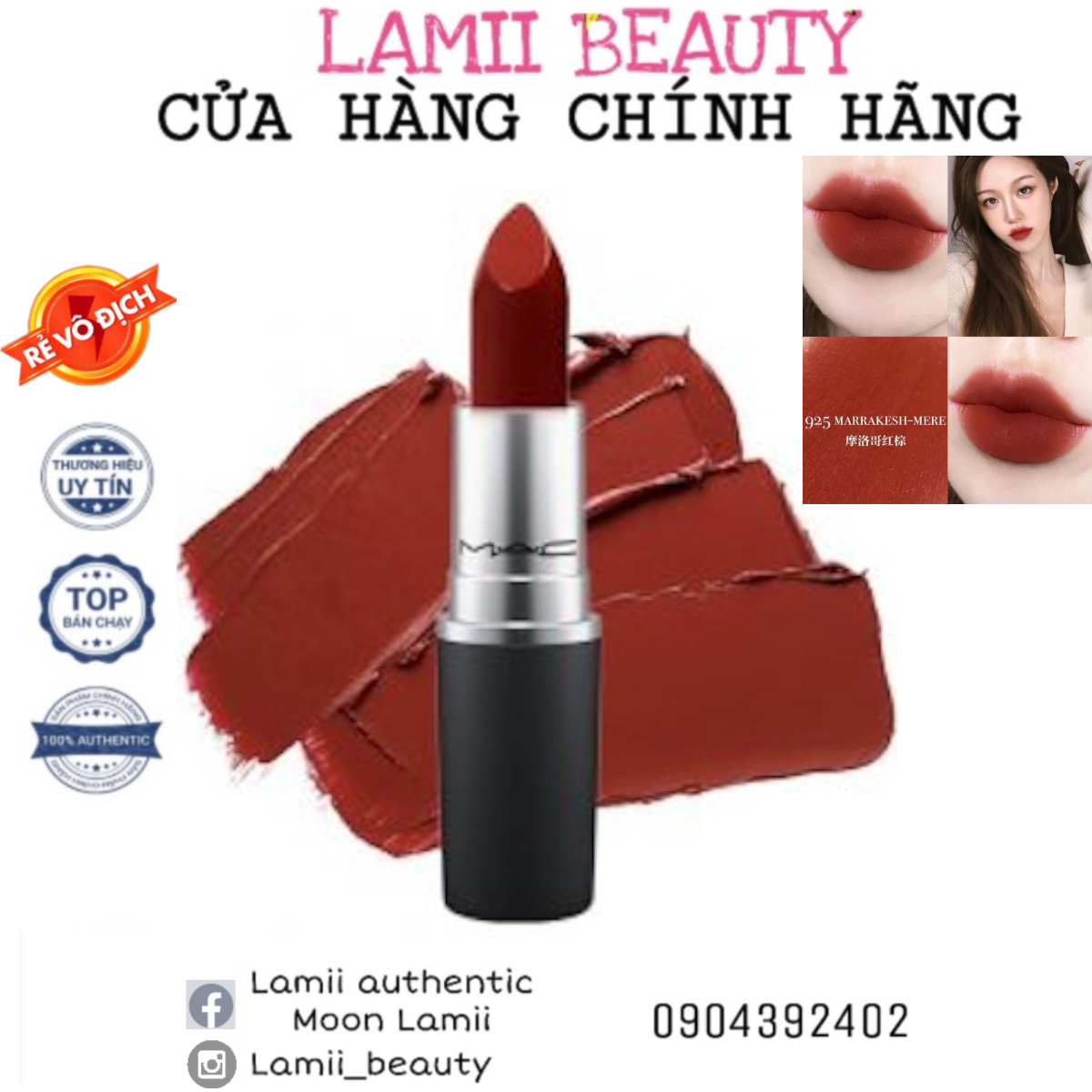 [HCM]CHÍNH HÃNG - Son MAC POWDER KISS LIPSTICK MARRAKESH MERE 925 - LAMII BEAUTY