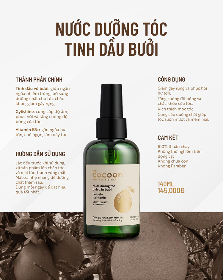Nước Dưỡng Tóc Tinh Dầu Bưởi Cocoon Pomelo 140Ml