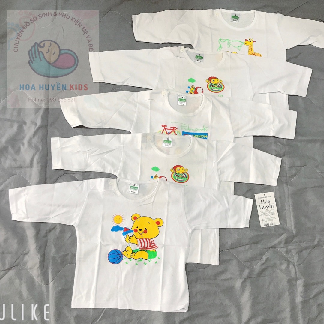 Combo 5 áo Dài Tay cài cúc vai cho bé trai bé gái Chất 100% cotton Hiệu Bossini 5-32kg