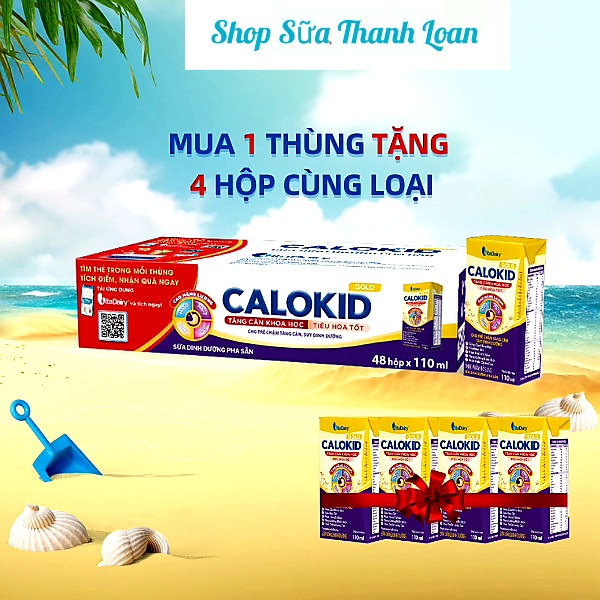 Thùng 48 hộp sữa bột pha sẵn calokid gold 110ml.