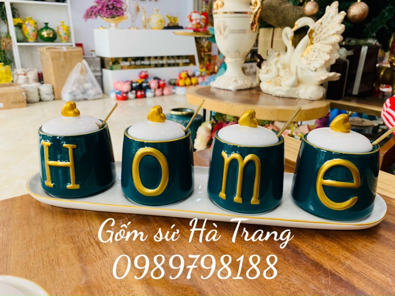 Bộ hũ gia vị gốm sứ hàng nhập