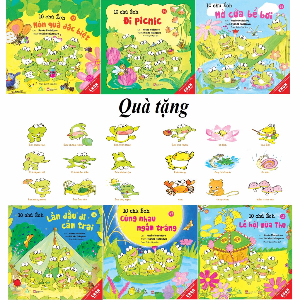 Sách ehon - combo 10 chú ếch phần 3