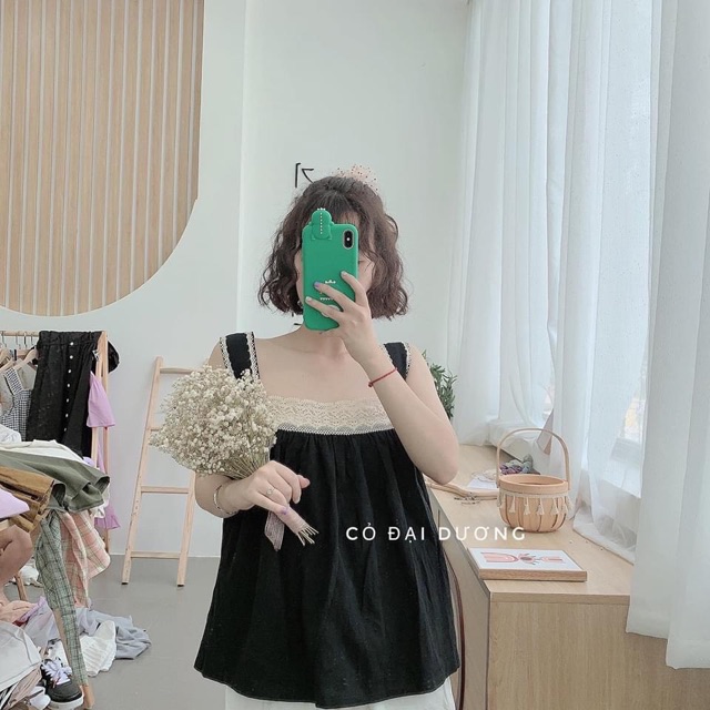 Áo 2 Dây Baby Doll Pha Ren Cực Xinh
