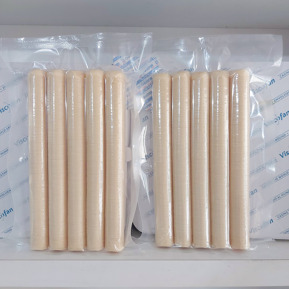 Combo 10 cuộn vỏ xúc xích collagen viscofan phi 21/23/24/25/26/27/28