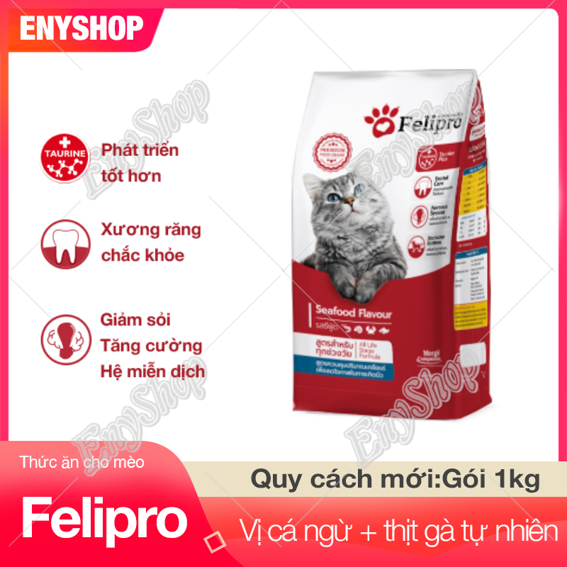 Thức ăn hạt Felipro 1kg - dành cho mèo khó ăn với hương vị cá ngừ và thịt gà tự nhiên