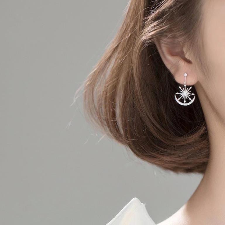 Bông tai bạc 925 ️❤️❤️️ bông tai nữ trăng sao cá tính