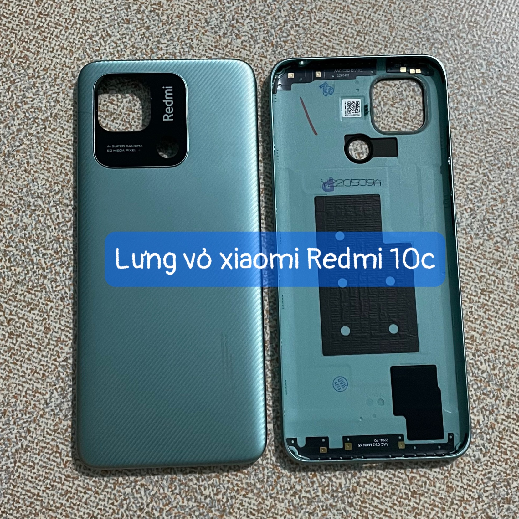 lưng vỏ xiaomi Redmi 10c (zin) kèm khay sim,cụm kính camera