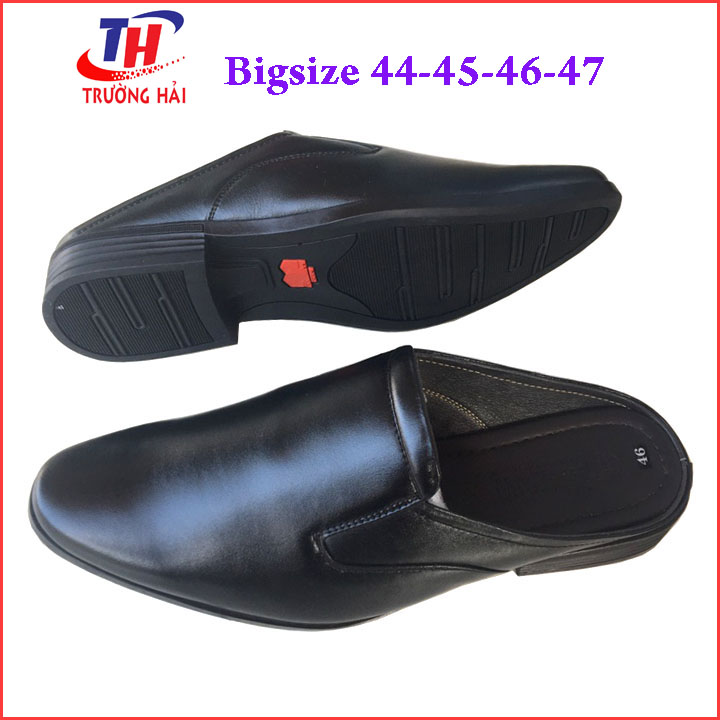 Sục Nam bigsize mũi nhọn đế cao 3cm da bò màu đen Trường Hải SN200