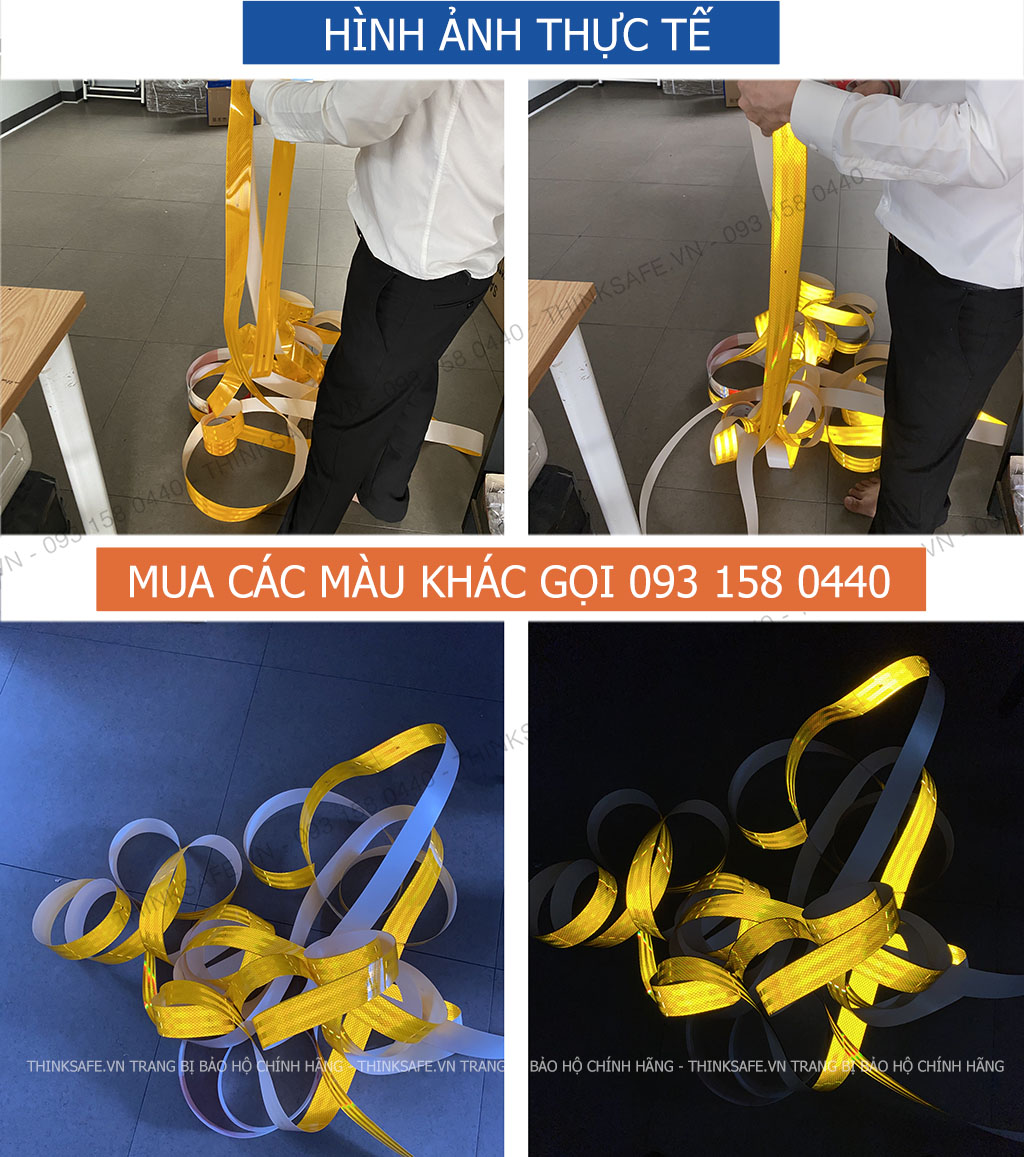 Băng keo phản quang 3M 983 trắng - đỏ, phản quang theo cấu trúc kim cương bền màu chuyên dùng phản quang xe máy ôtô nhà xưởng - Bảo hộ Thinksafe