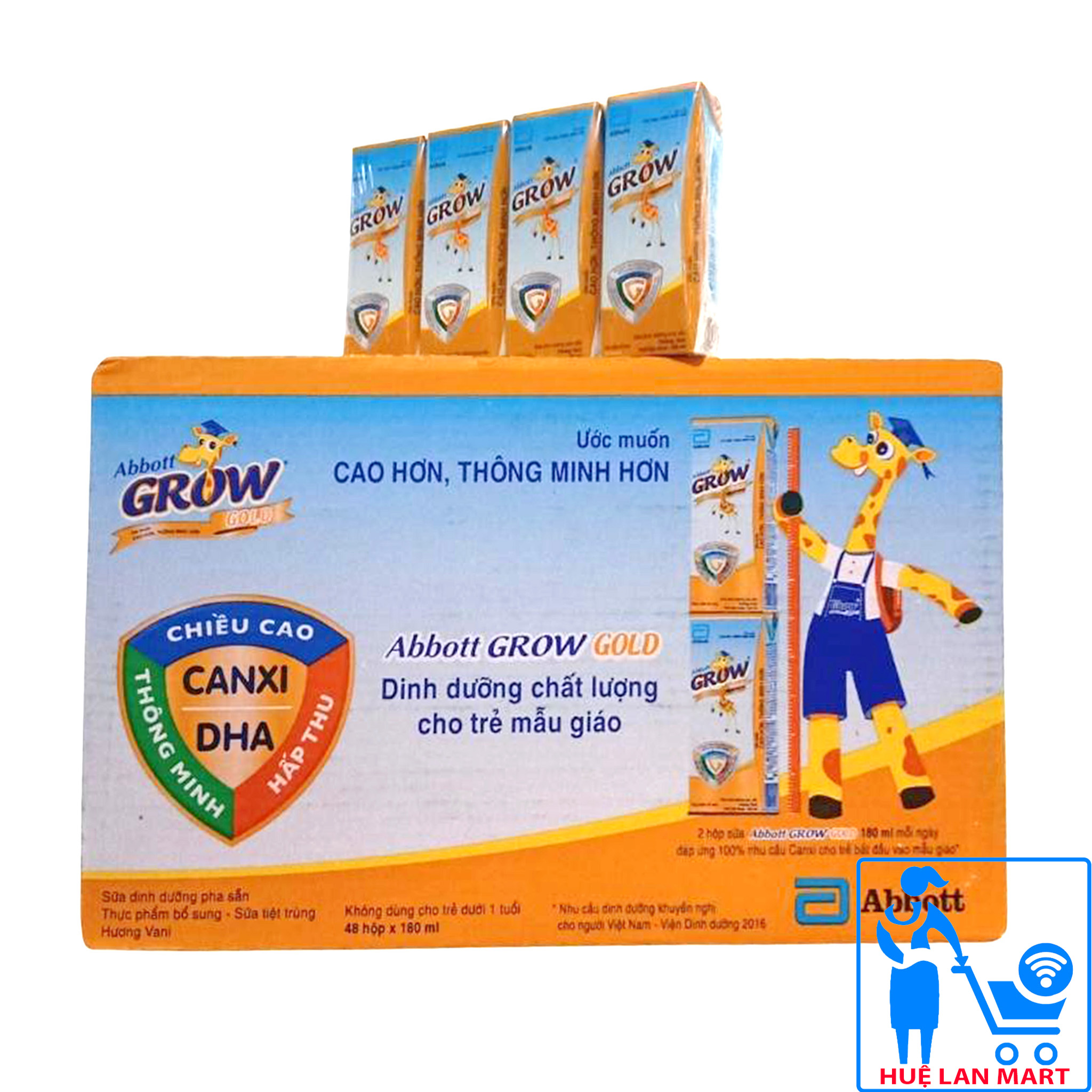 Thùng 48 Hộp Sữa Bột Pha Sẵn Abbott Grow Hương Vanilla 180ml
