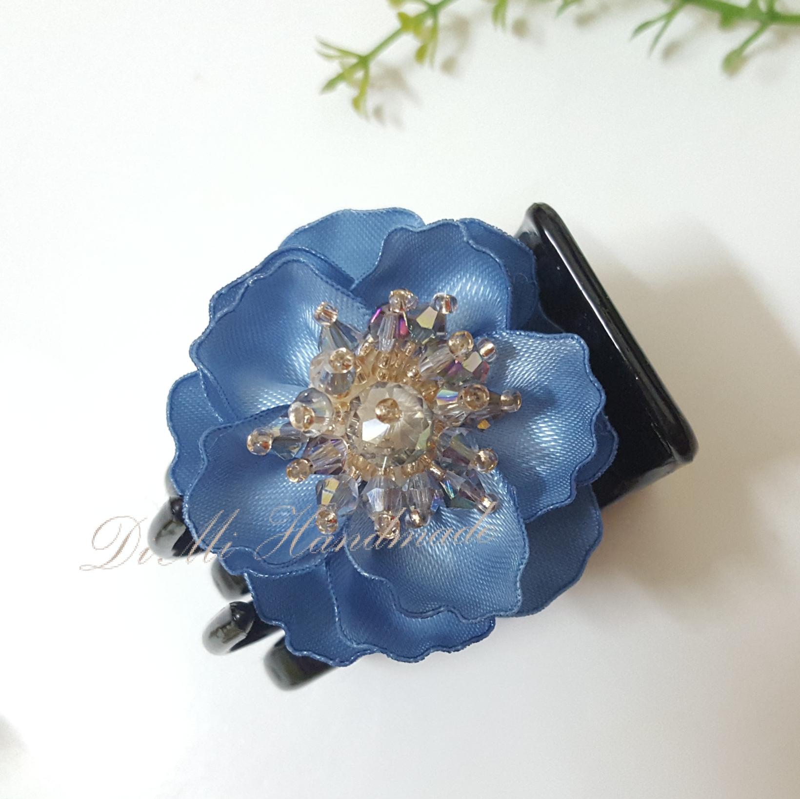 Kẹp tóc hoa handmade, kẹp càng cua 5 răng (DiMi-07)