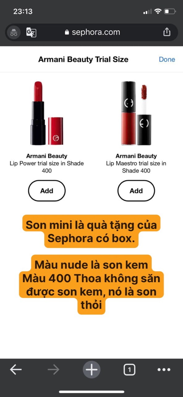 [GIẢM 5% ĐƠN 129K]Son Giorgio Armani Lip Marstro
