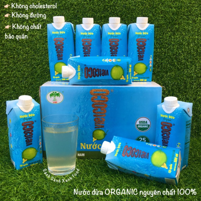 (SỈ 1 THÙNG 12 HỘP ) NƯỚC DỪA ĐÓNG HỘP VIETCOCO ORGANIC - 330ML