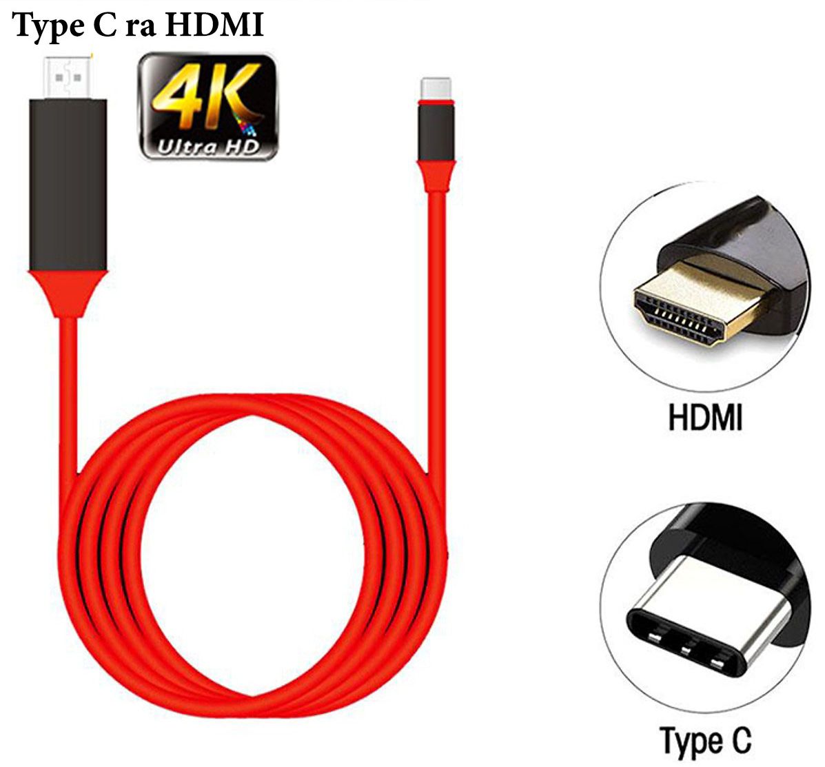 CÁP 1 ĐẦU HDMI 1 ĐẦU TYPE-C DÀI 2 MÉT 4K