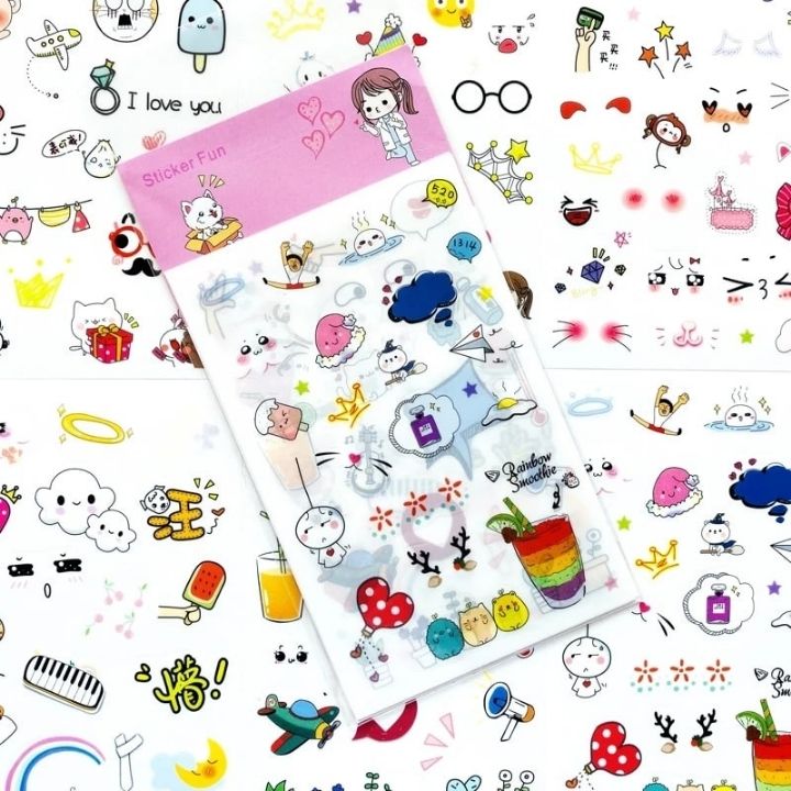 Combo 6 Miếng Dán Trang Trí Sticker Trang Trí Sticker Phong Cách Hàn Quốc Dễ Thương Cho Bé