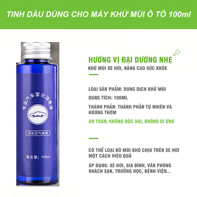 Dung Dịch Xông Khử Mùi Ô Tô 100ml Hương Thơm Mát Không Gây Kích Ứng, Buồn Nôn
