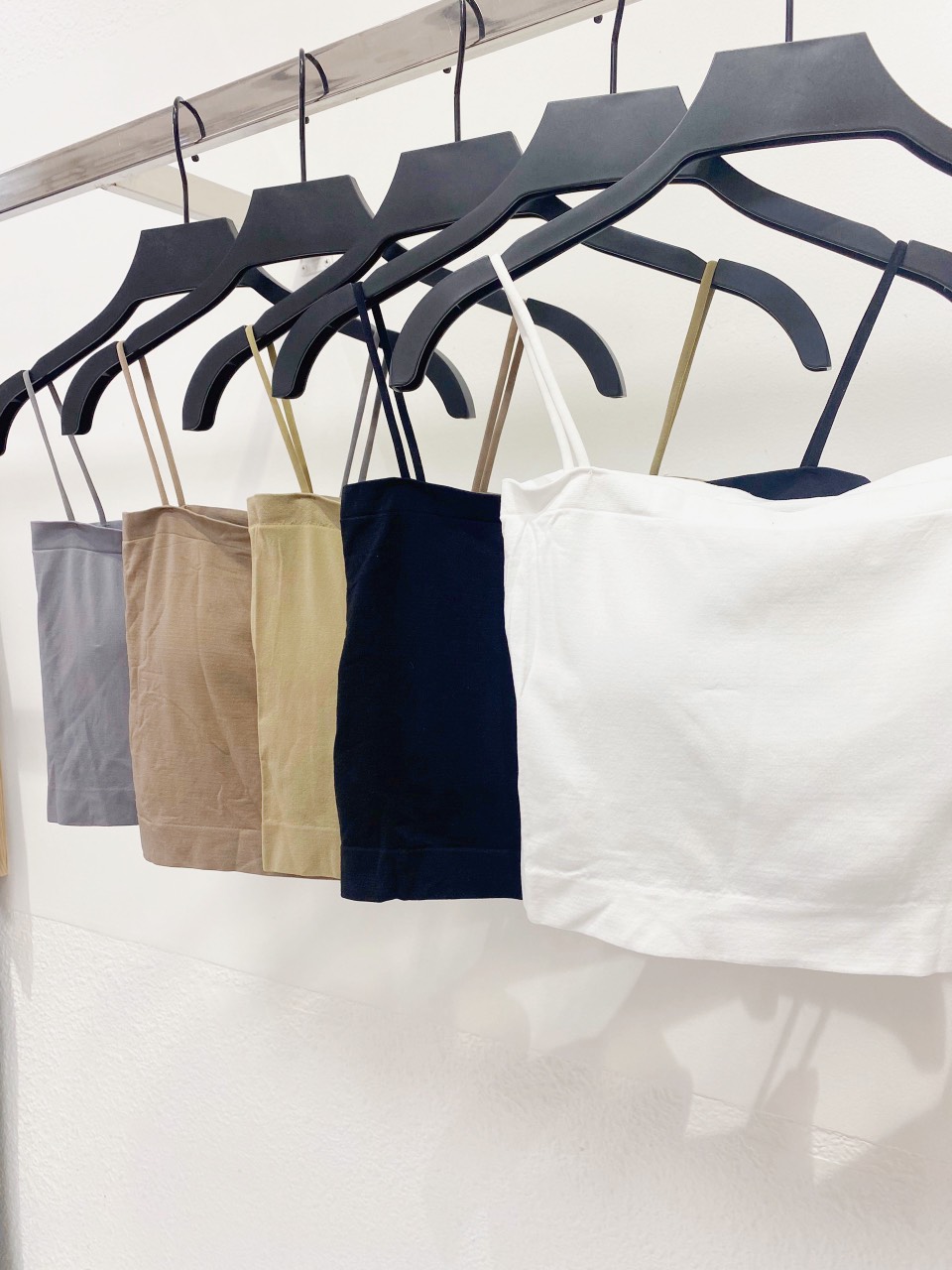 AfterBefore Áo dây croptop thun gân nhiều màu