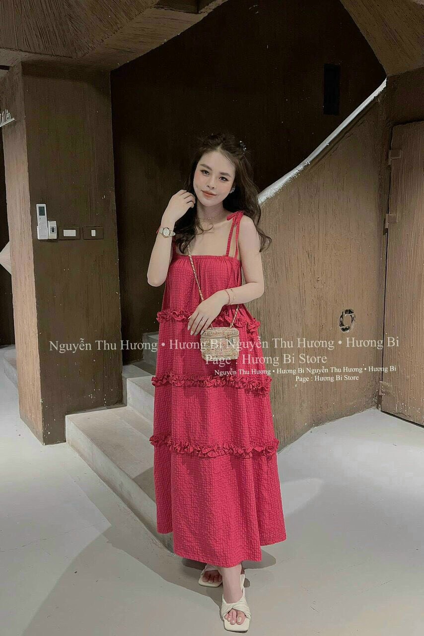 Đầm thời trang siêu HOT babdydol 2 dây dáng xòe xinh xắn, Đầm hottrend dáng dài 2 dây kiểu babydol dễ thương, Đầm đi chơi 2 dây dáng babydol kẻ caro thoải mái MTB
