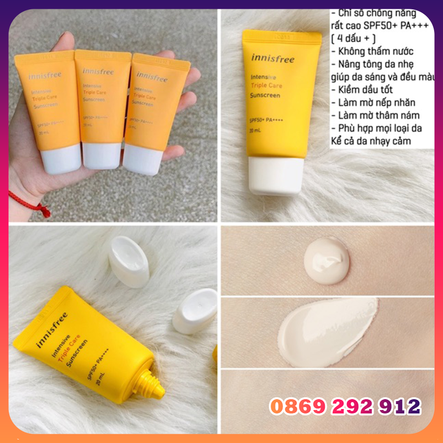 Kem chống nắng Innisfree mini vàng nắp trắng 20ml