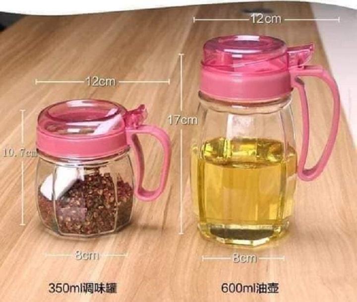 SET 5 HŨ GIA VỊ THUỶ TINH ĐỰNG GIA VỊ KITCHEN