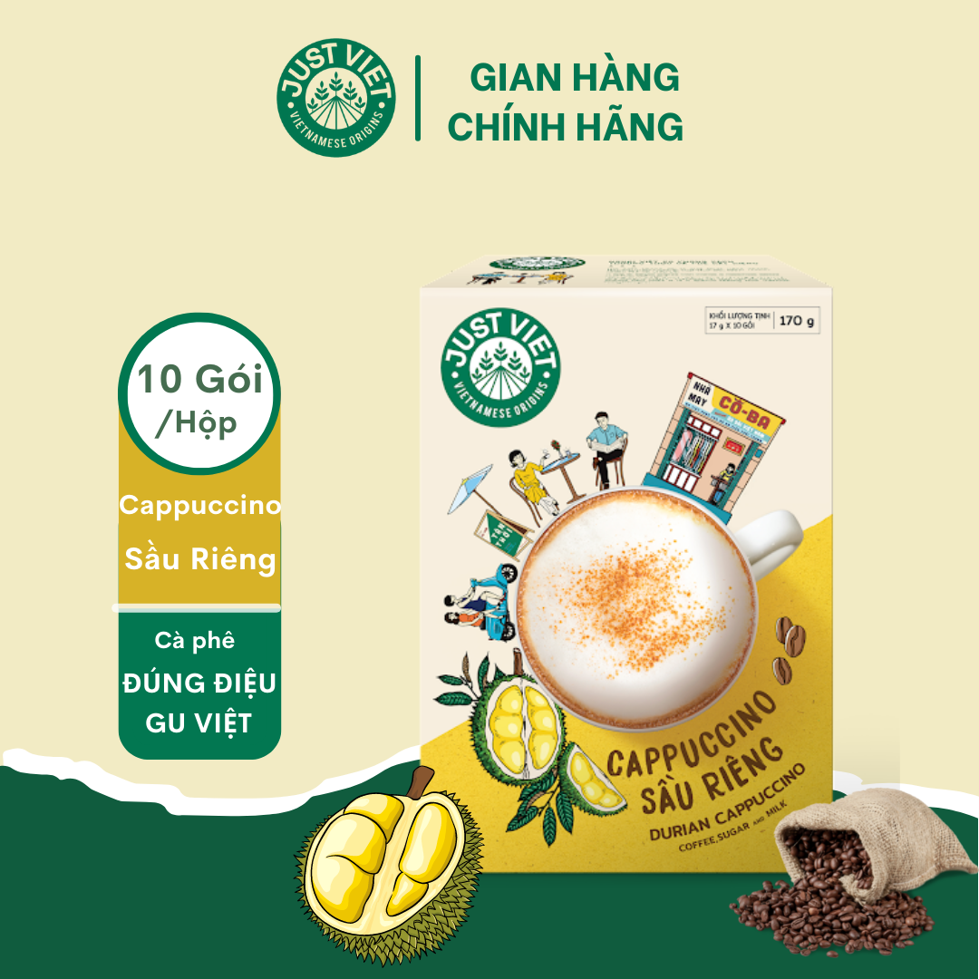 Cà Phê Cappuccino Sầu Riêng Just Viet- Đúng Điệu Gu Việt