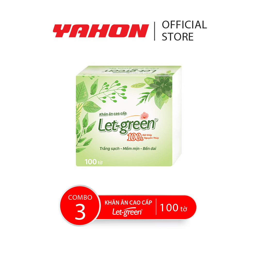 Combo 3 bao khăn ăn cao cấp 33*33cm let-green, 100 tờ/bao