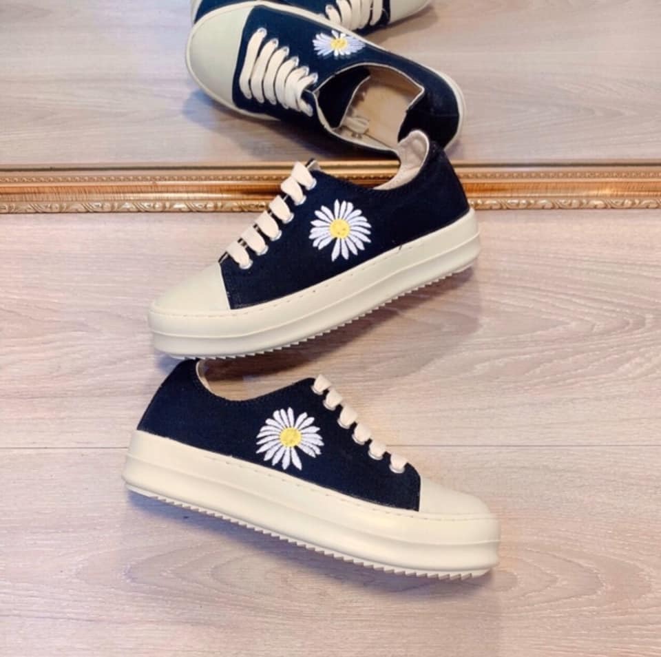 (Video Thật) Giầy nữ cao cổ sneaker hoa cúc  thời trang trẻ