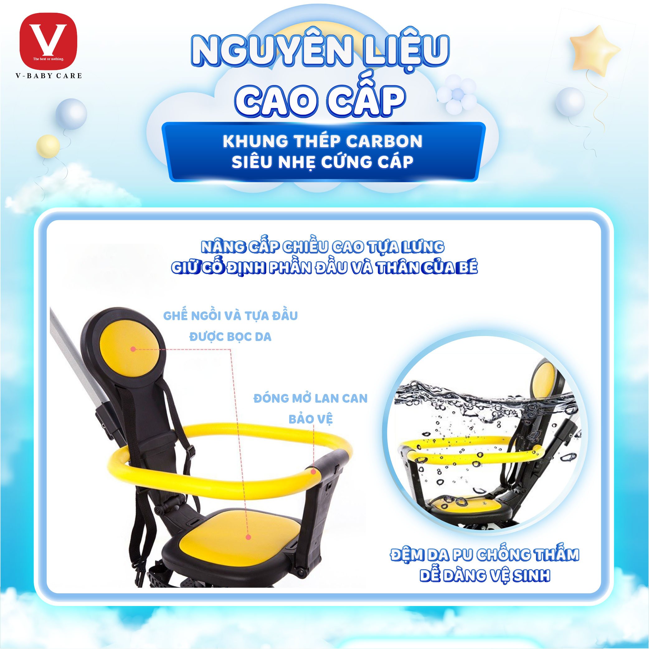 Xe Đẩy Du Lịch Gấp Gọn, Đảo Chiều Cho Bé V-BABY Q2