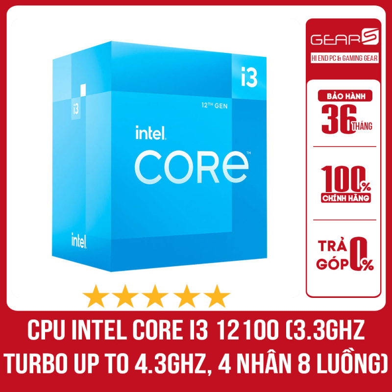 CPU INTEL CORE I3 12100 NEW BOX ( 4 NHÂN 8 LUỒNG / 3.3 - 4.3 GHZ / 12MB / INTEL® UHD GRAPHICS 730 )