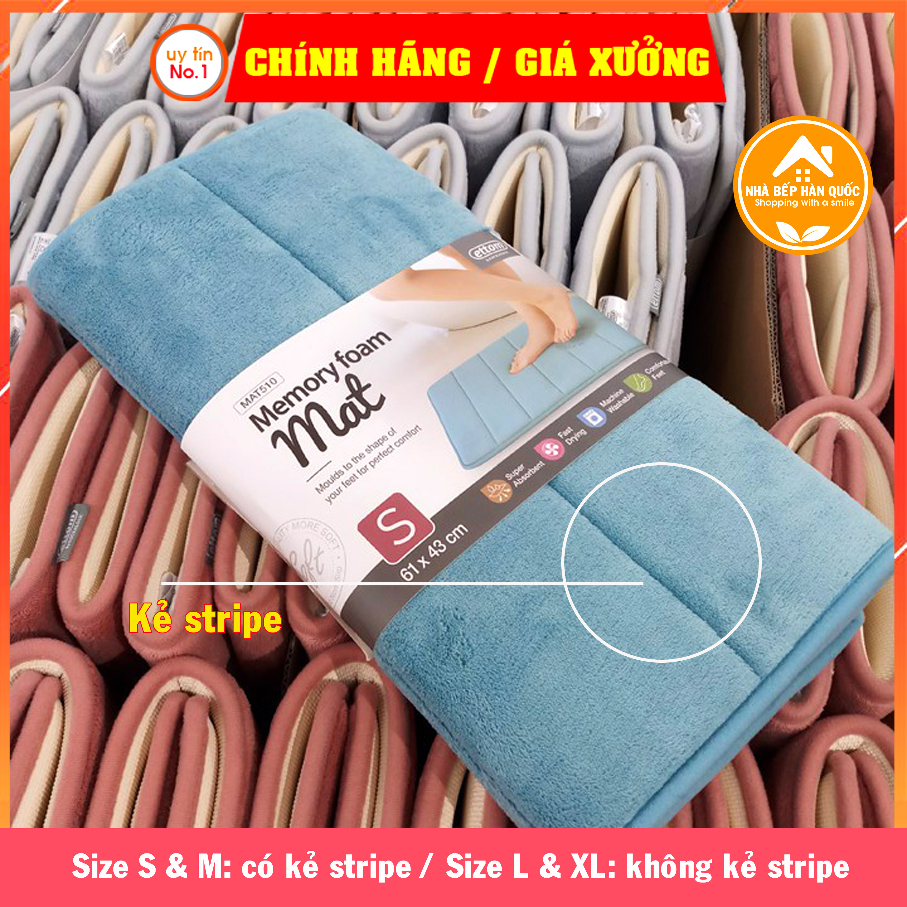 Thảm lau chân, thảm chùi chân Lock&Lock Memory Foam Basic MAT512, MAT513, MAT514, MAT515