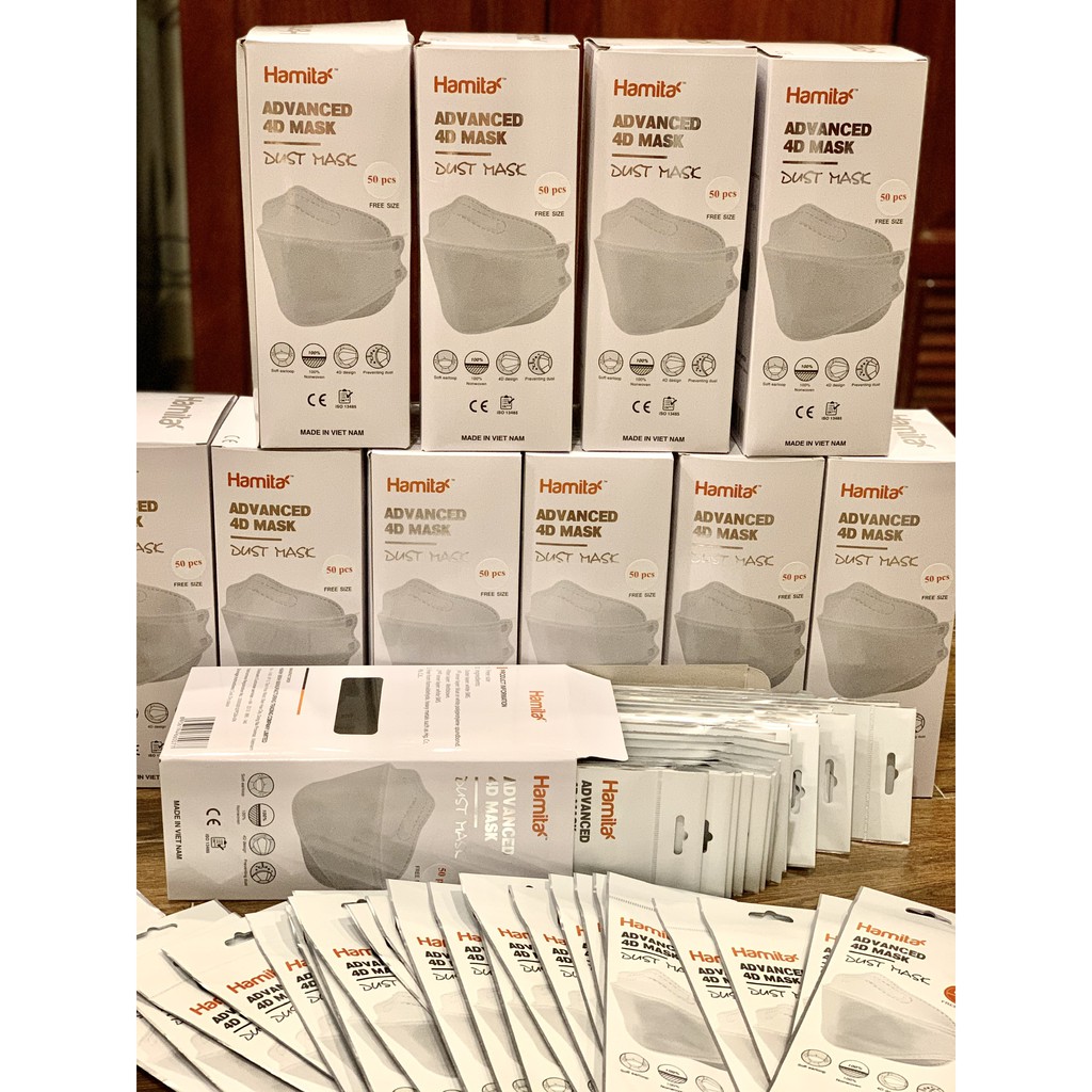 [Voucher Giảm 3K HĐ 500K] Khẩu Trang 4D Hàn Quốc Hamita (4 lớp kháng khuẩn)